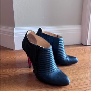 Absolute steal!! Christian Louboutin Black Quilted Leather Booties with Red Heel